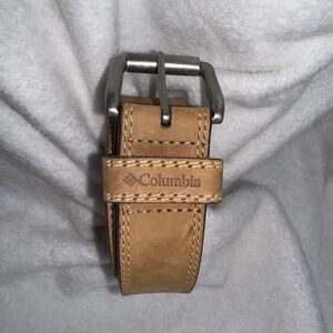 Columbia‎ Belt Mens 42 Tan Genuine Leather Contrast Stitching Buckle 11C002P6